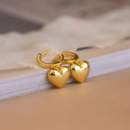 Puff Heart Charm Huggies Silver 18K Gold Plated