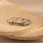 Emerald Stacking Ring Set Silver 18K Gold Plated