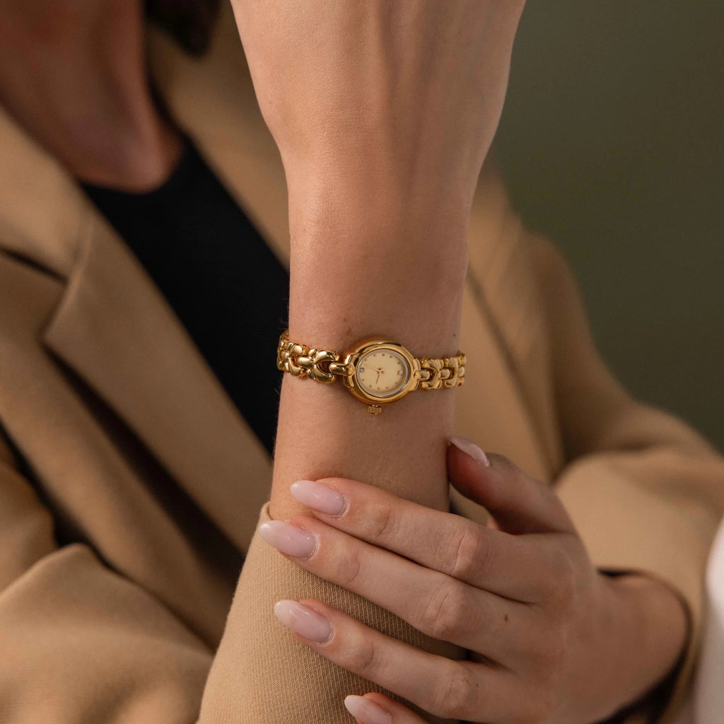 Petite Oval Link Timepiece Silver 18K Gold Plated