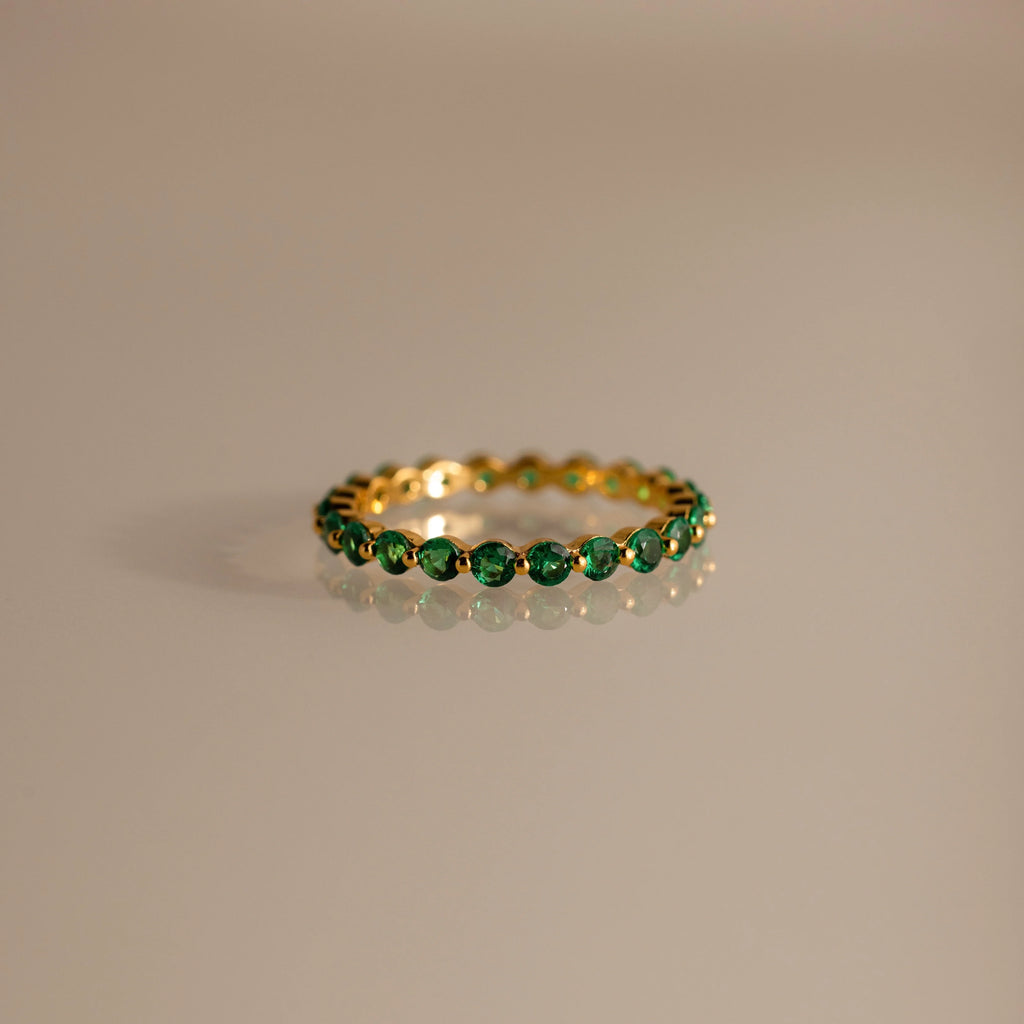 Lace Eternity Emerald Ring Silver 18K Gold Plated