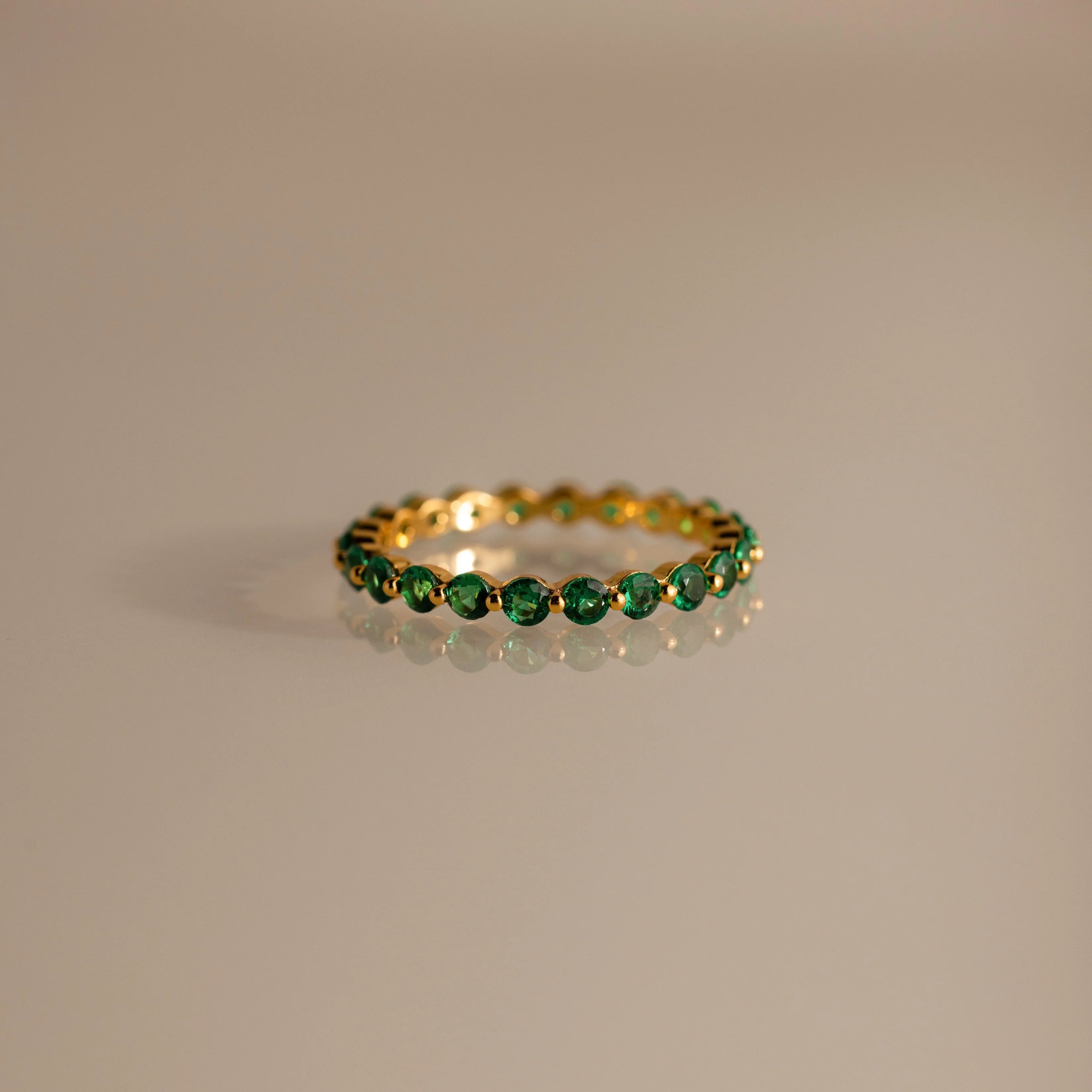 Lace Eternity Emerald Ring Silver 18K Gold Plated