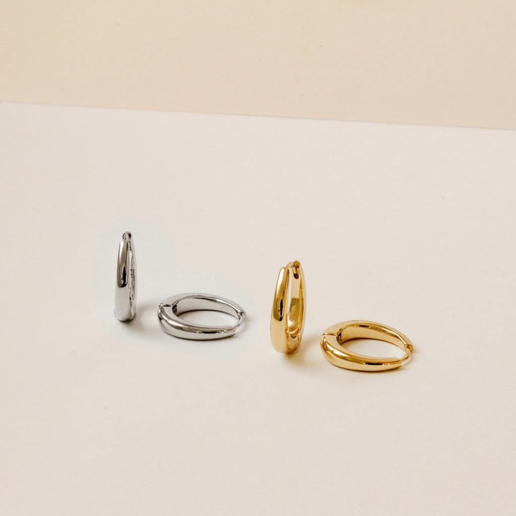 Paris Oval Hoops Silver 18K Gold Plated
