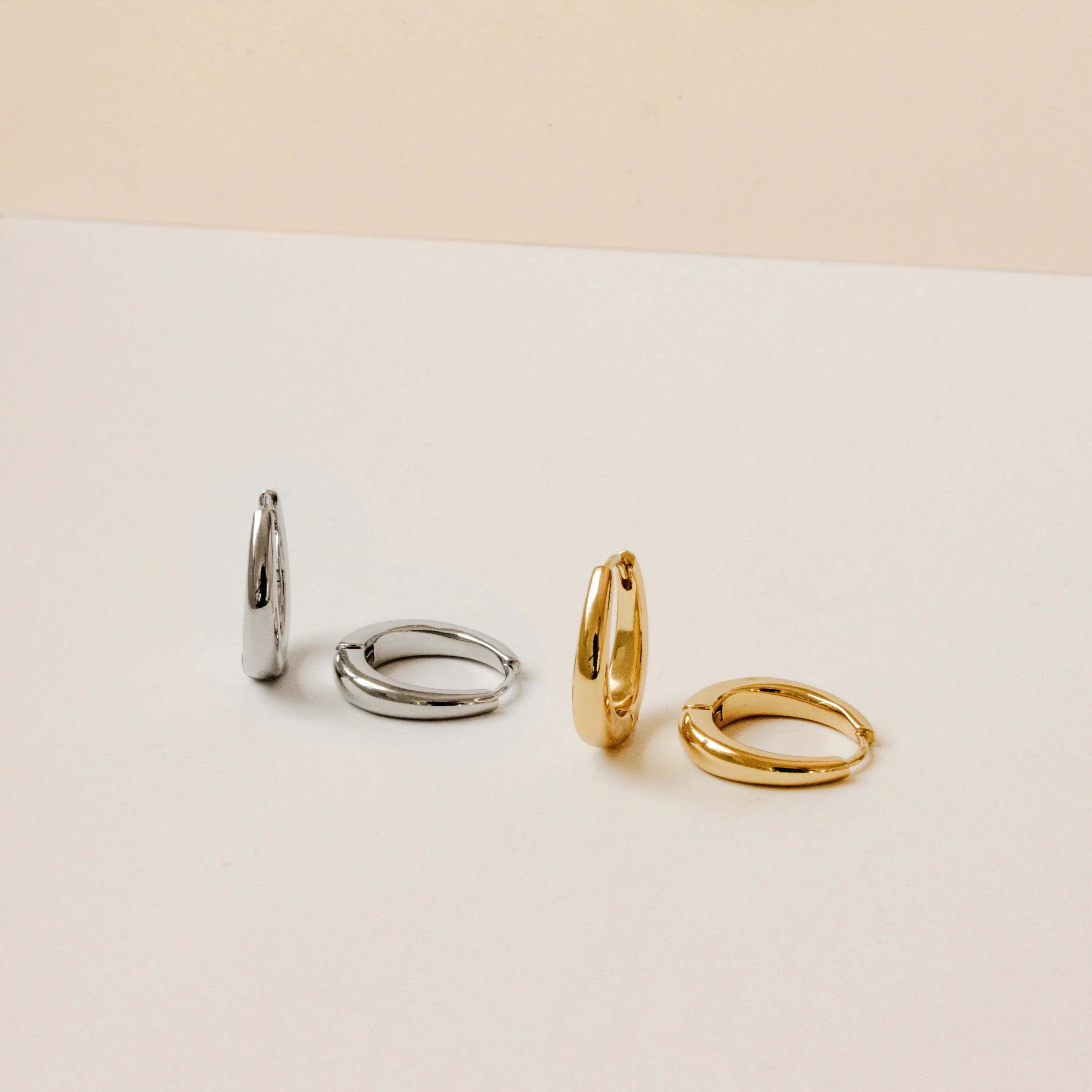 Paris Oval Hoops Silver 18K Gold Plated
