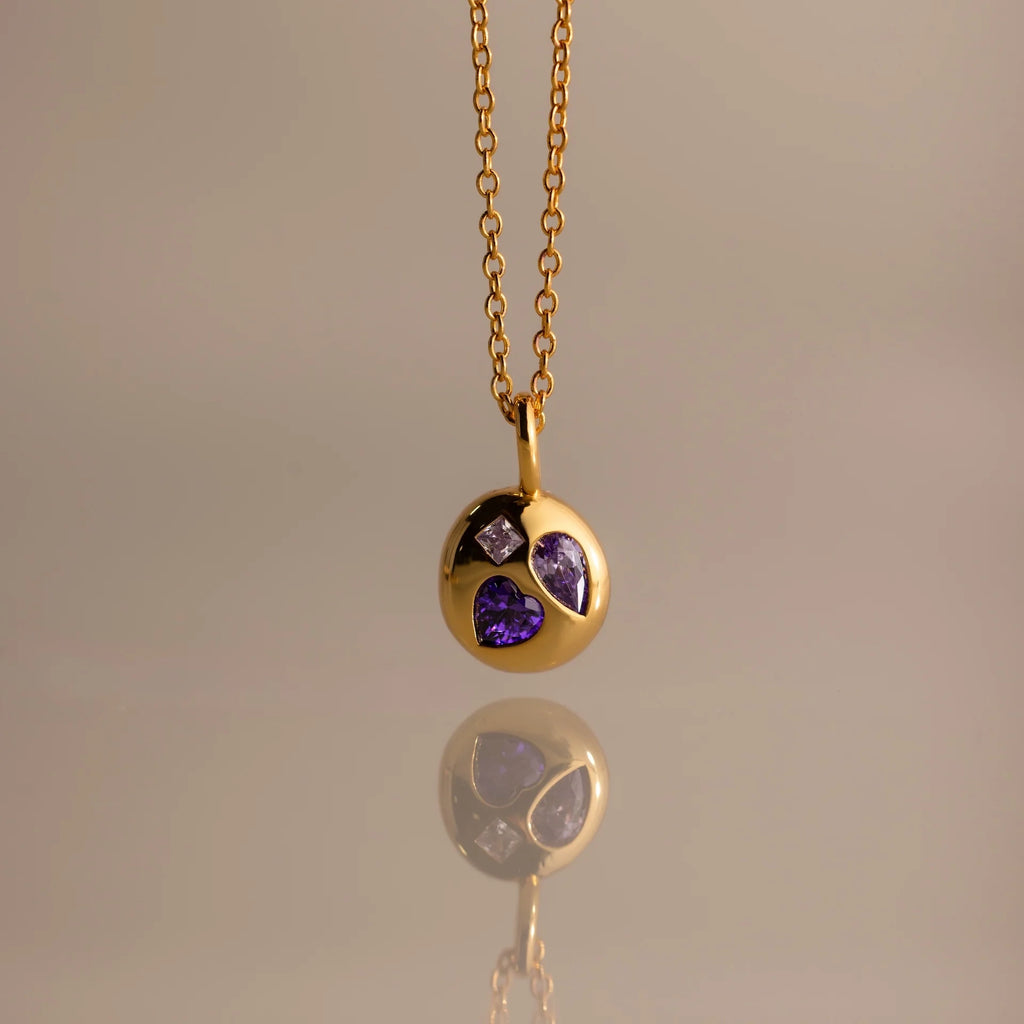 Alexandrite Mixed Shape Capsule Necklace Silver 18K Gold Plated