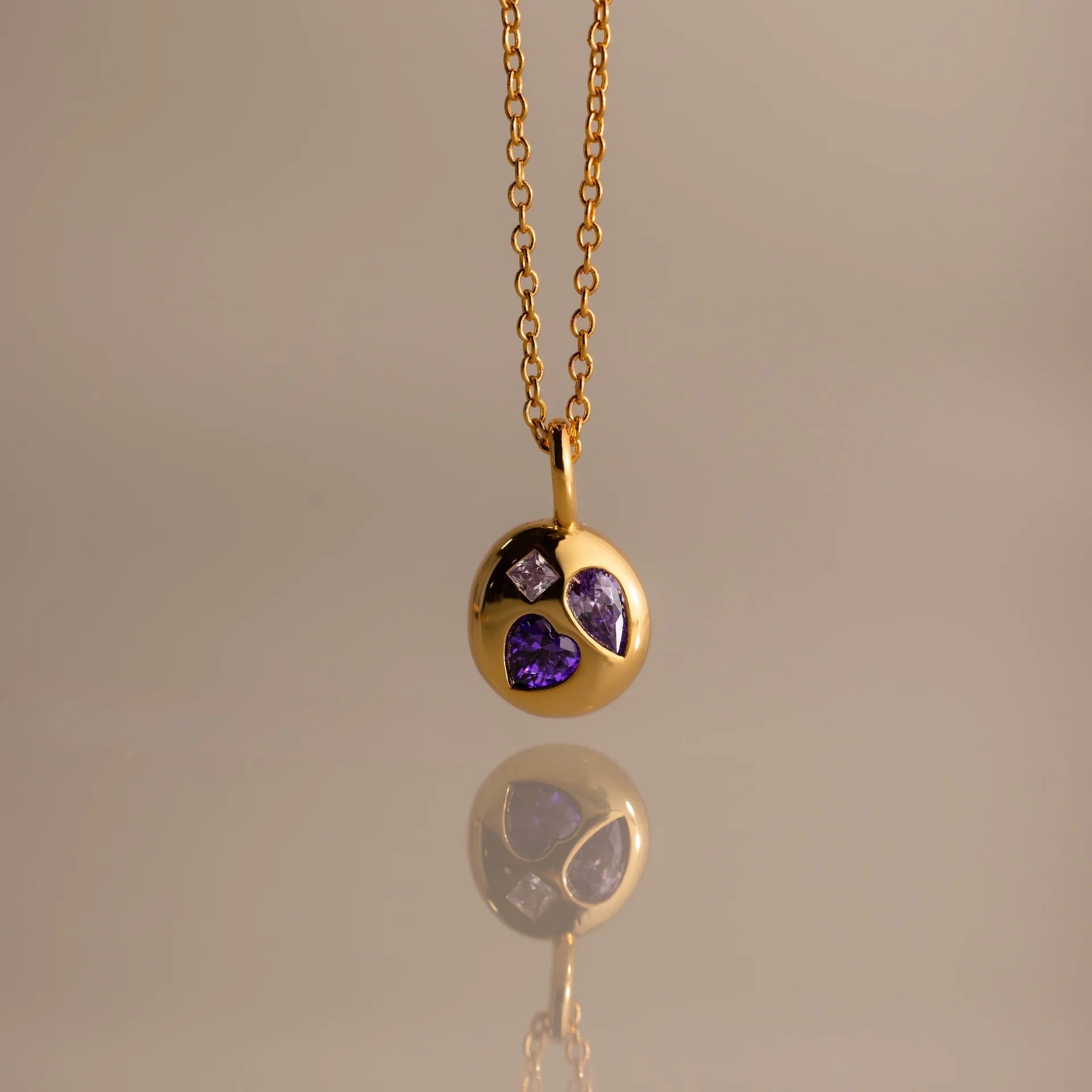 Alexandrite Mixed Shape Capsule Necklace Silver 18K Gold Plated