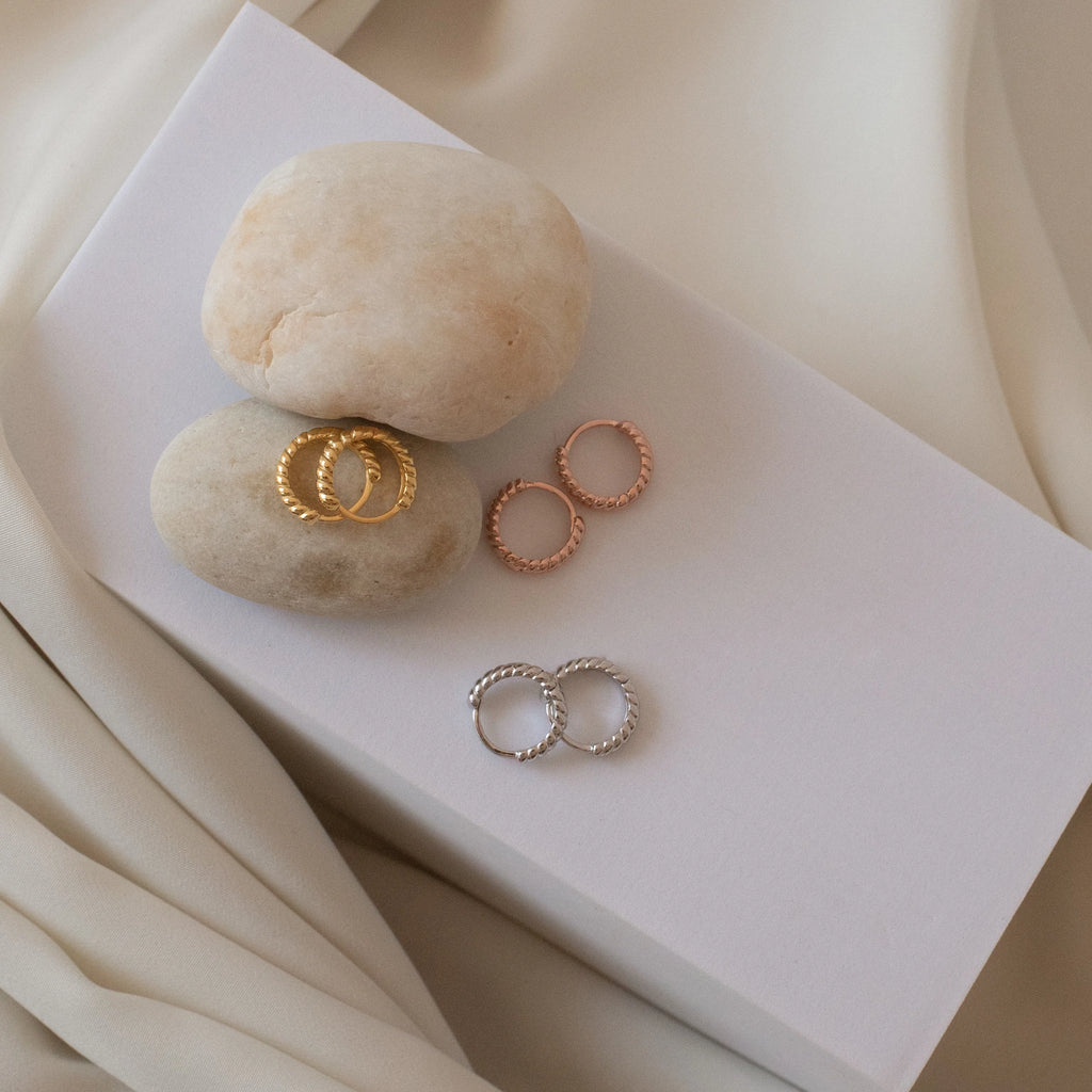 Thea Twisted Huggies Silver 18K Gold Plated