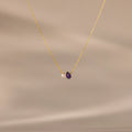 Teardrop Amethyst & Pearl Necklace Silver 18K Gold Plated
