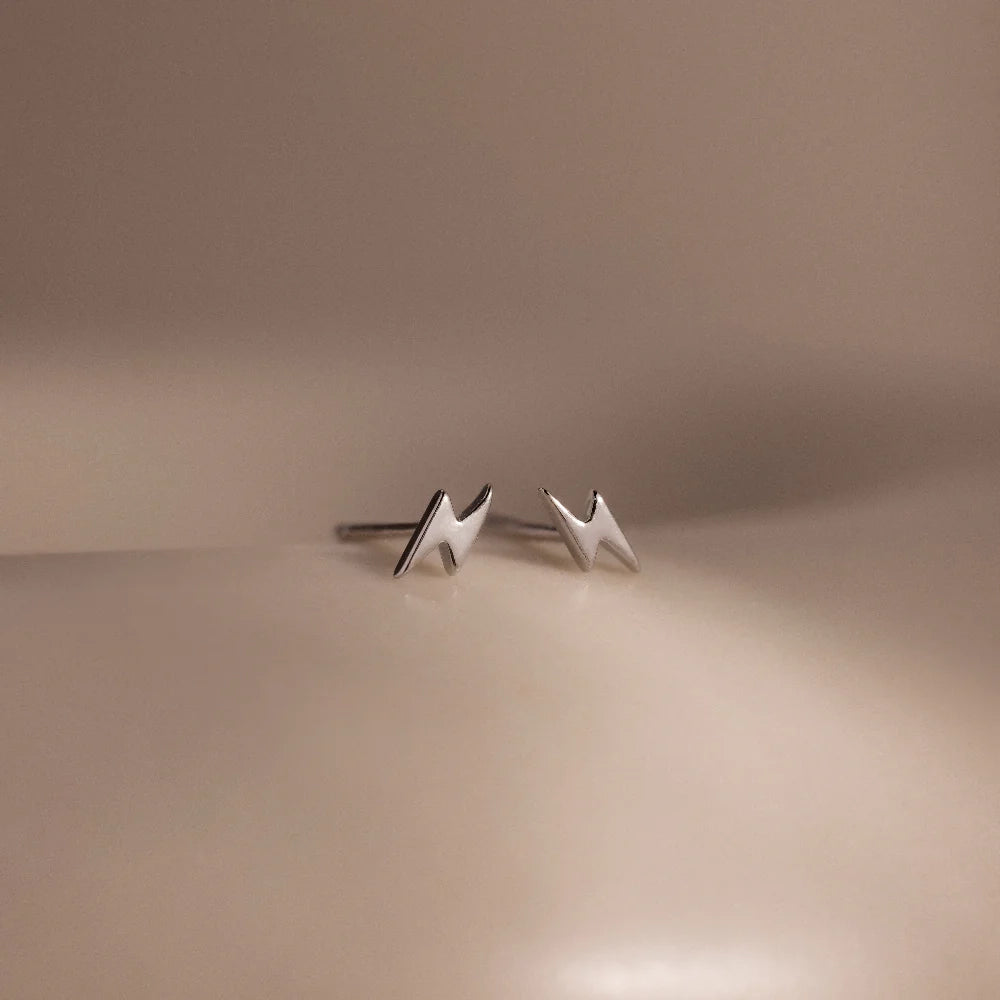 Lightning Bolt Studs Silver 18K Gold Plated