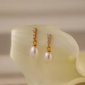 Diamond Pearl Droplet Earrings Silver 18K Gold Plated