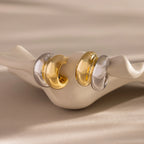 Mixed Metal Puff Studs  Silver 18K Gold Plated