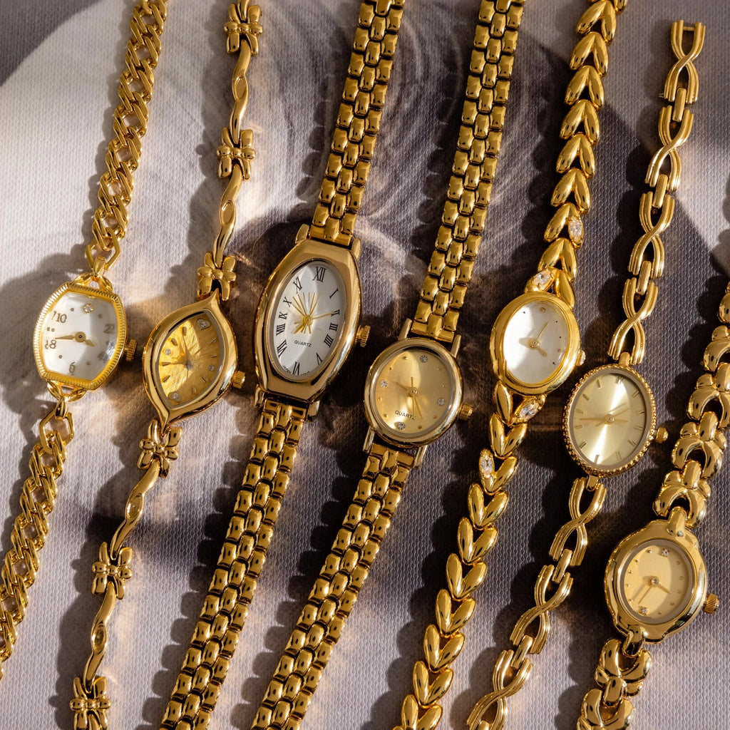 Heirloom Chain Link Timepiece Silver 18K Gold Plated