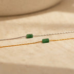 Dainty Jade Bar Necklace Silver 18K Gold Plated