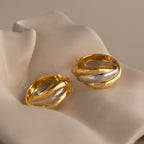 Intertwined Mixed Metal Hoops Silver 18K Gold Plated