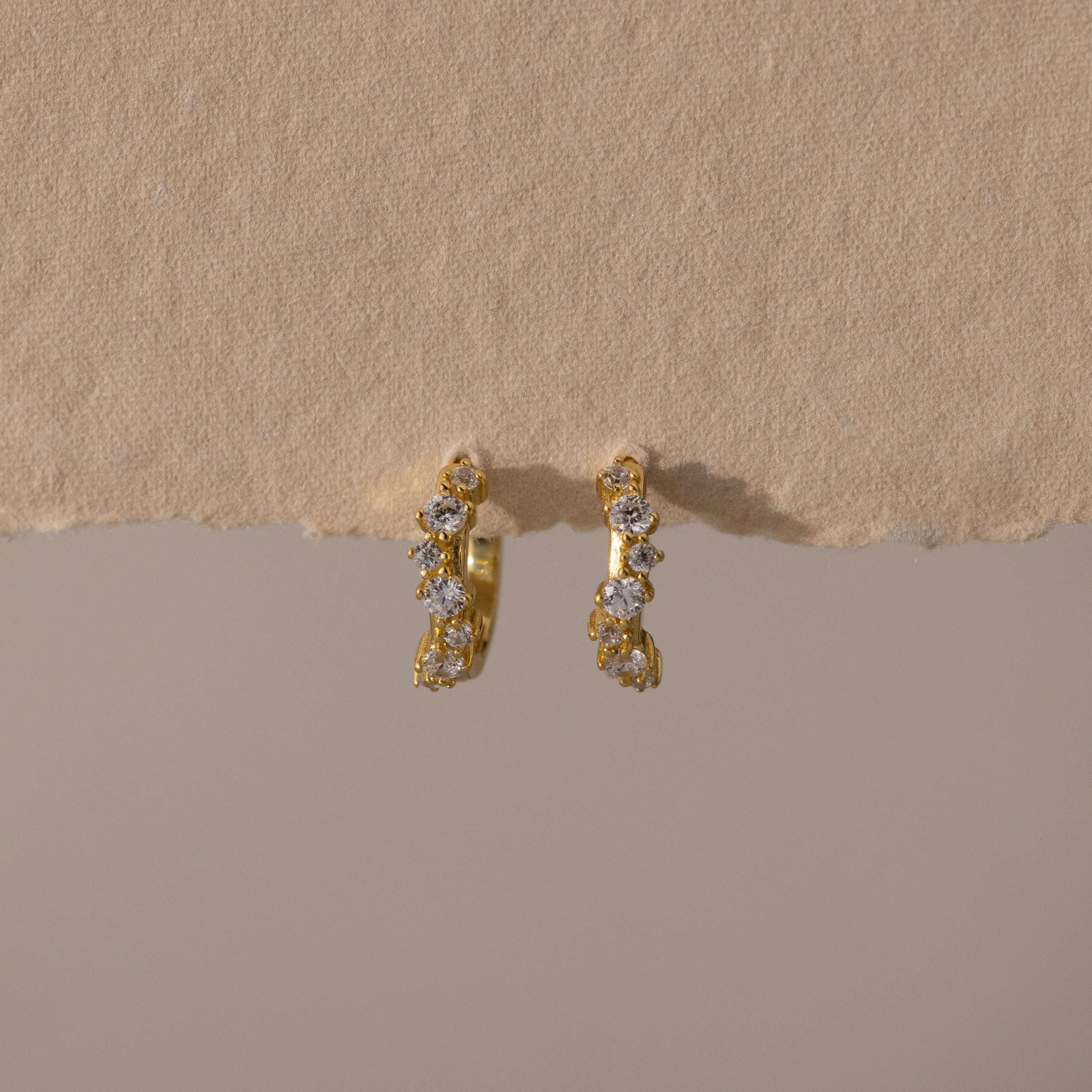 Diamond Cluster Hoops Silver 18K Gold Plated