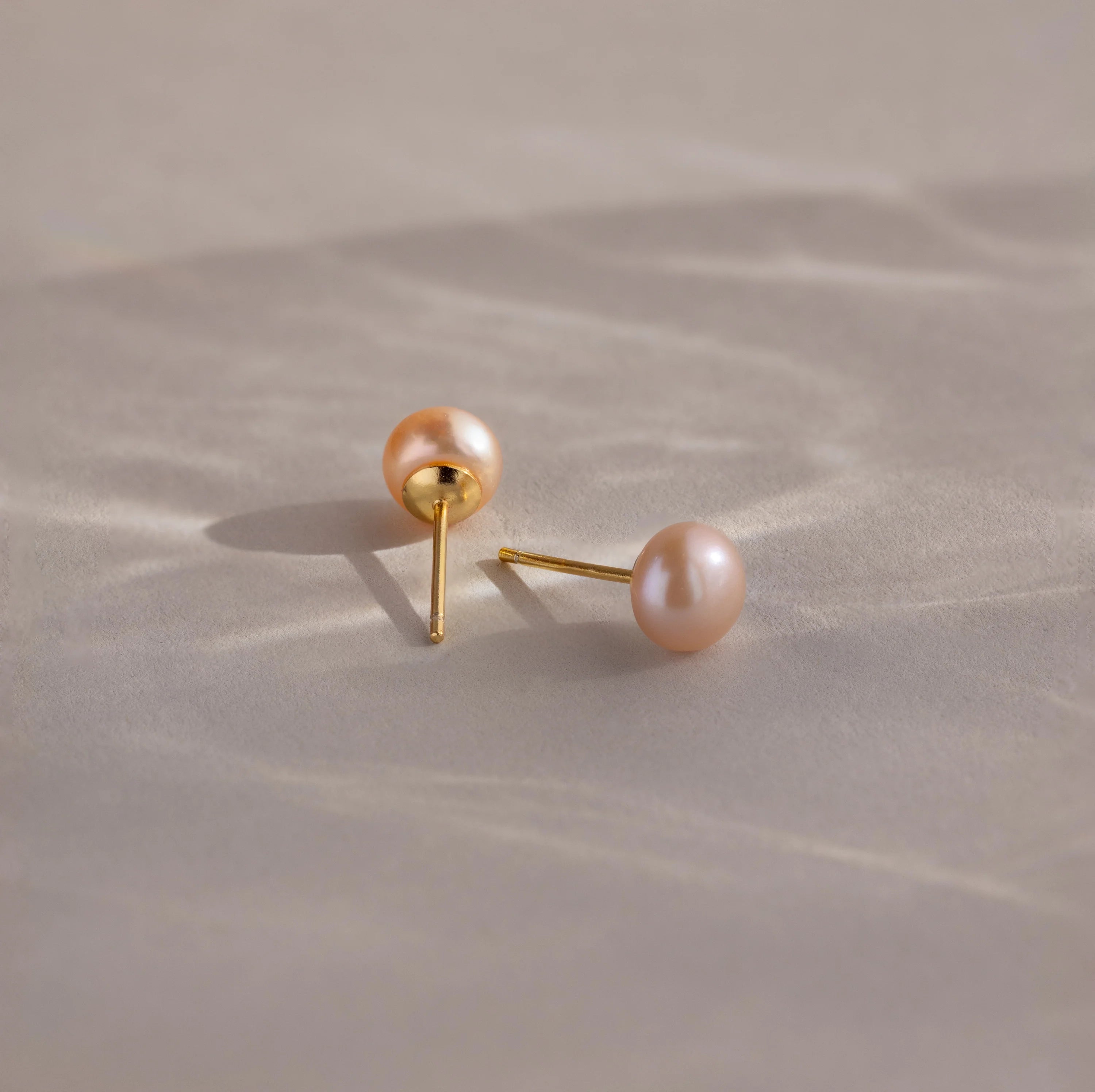Pink Pearl Studs Silver 18K Gold Plated