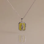 Peridot Flower Charm Necklace Silver 18K Gold Plated