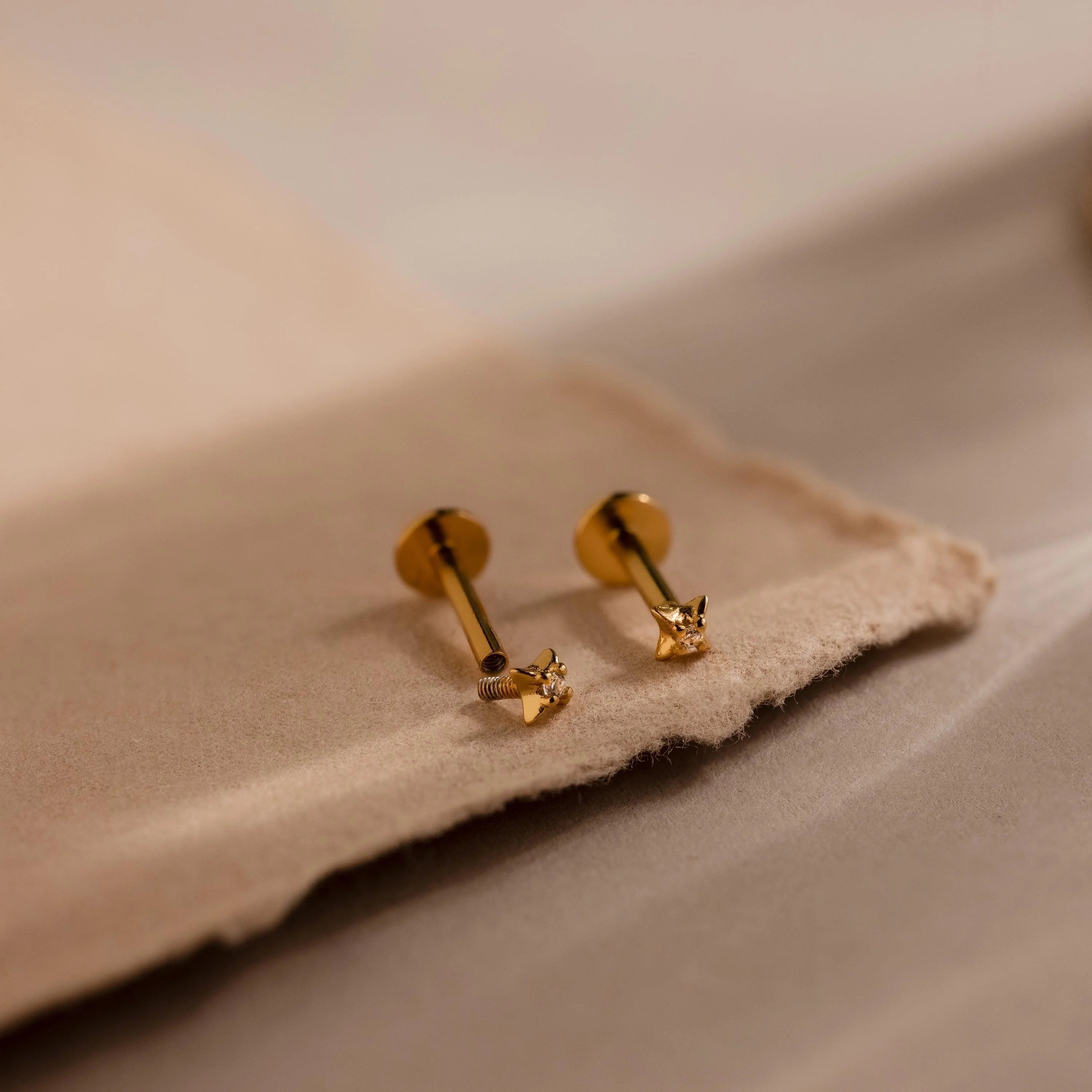 North Star Flatback Studs Silver 18K Gold Plated