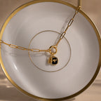 Onyx Honeybee Charm Silver 18K Gold Plated