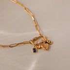 Bar & Carabiner Charm Set Silver 18K Gold Plated