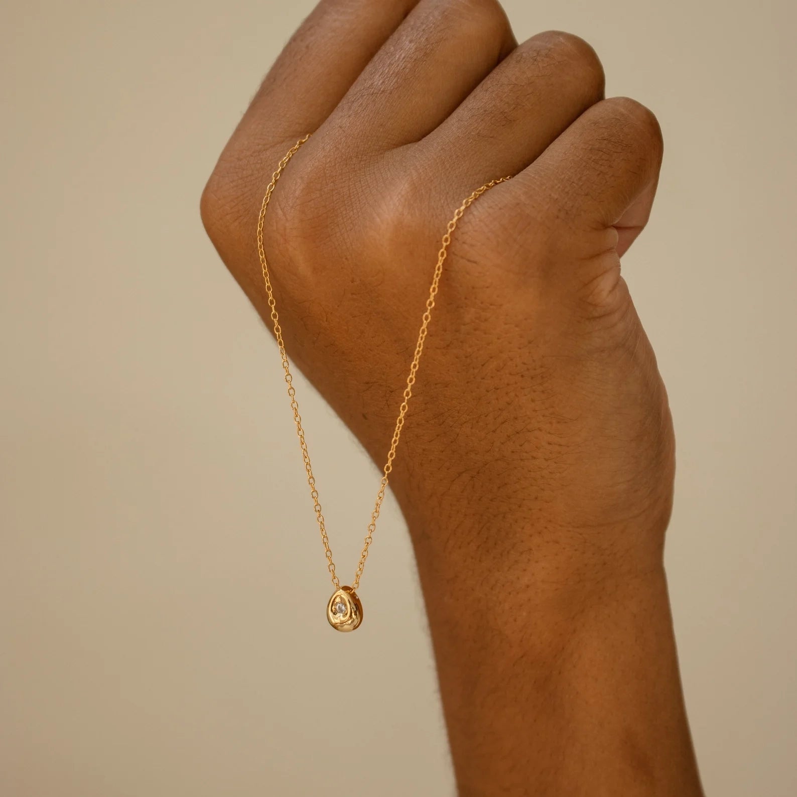 Diamond Nugget Necklace Silver 18K Gold Plated