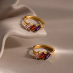 Multiple Tapered Birthstone Huggies Silver 18K Gold Plated