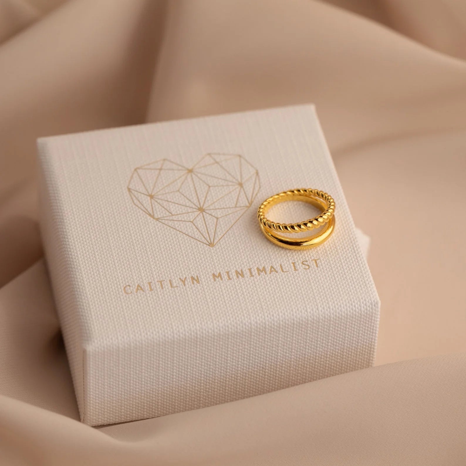 Twisted Band Duo Ring in Silver 18K Gold Plated