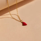 Little Red Heart Necklace  Silver 18K Gold Plated