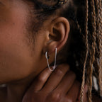 Pave Duo Chain Earring Silver 18K Gold Plated