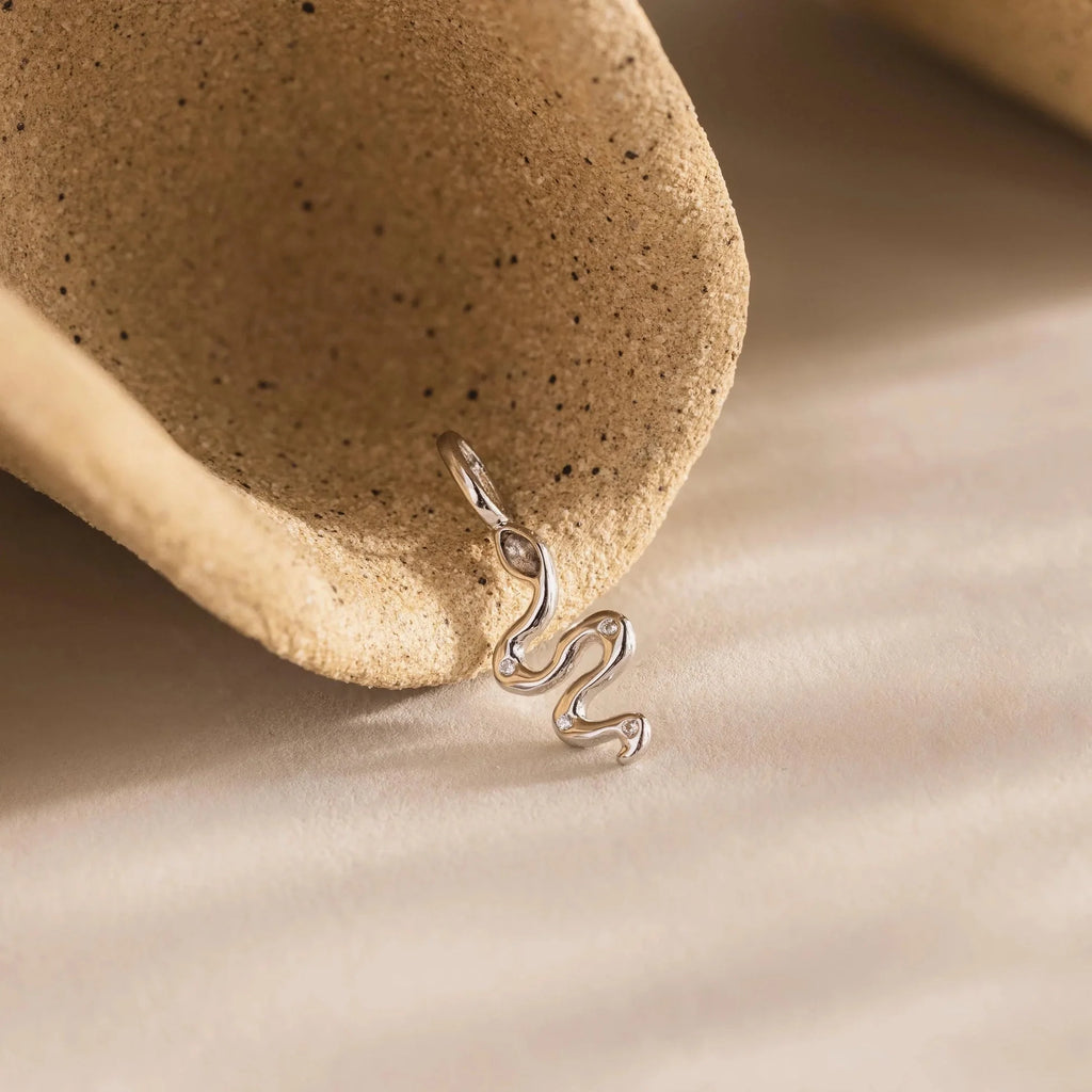 Viper Snake Charm Silver 18K Gold Plated