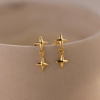 Star Drop Flatback Studs Silver 18K Gold Plated