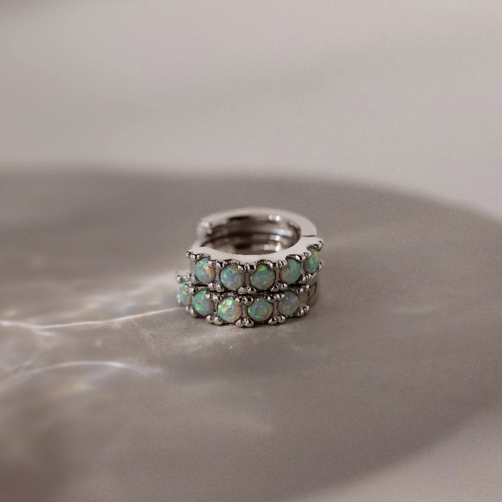 Opal Huggies Silver 18K Gold Plated