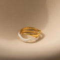 Duo Wave Ring Set Silver 18K Gold Plated