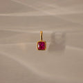 Square Bezel Ruby Charm Silver 18K Gold Plated