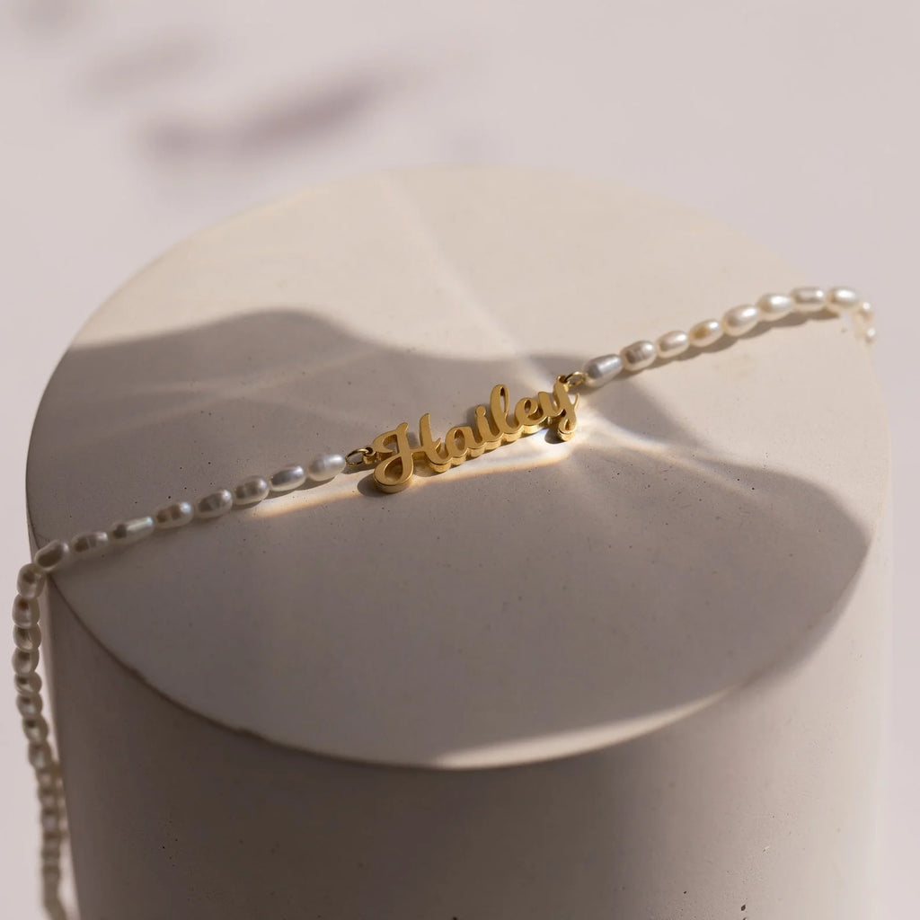 Mellow Pearl Name Necklace Silver 18K Gold Plated