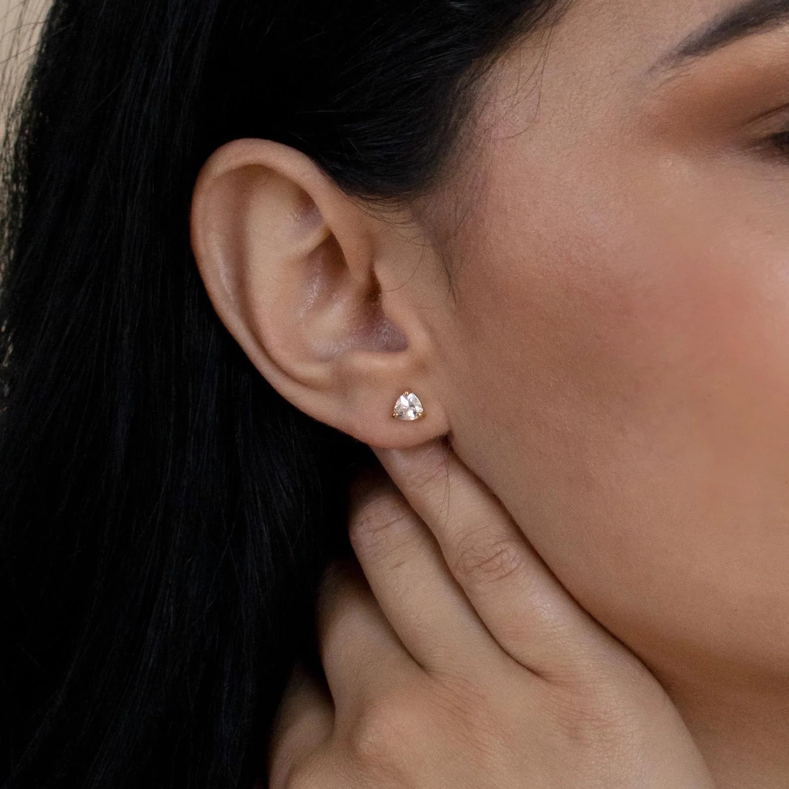Triangle Diamond Studs Silver 18K Gold Plated
