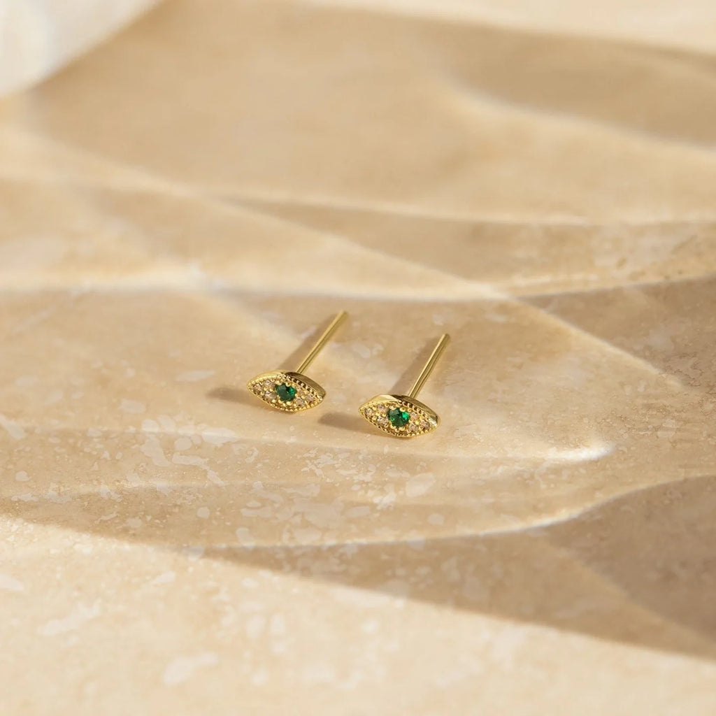 Emerald Evil Eye Charm Silver 18K Gold Plated
