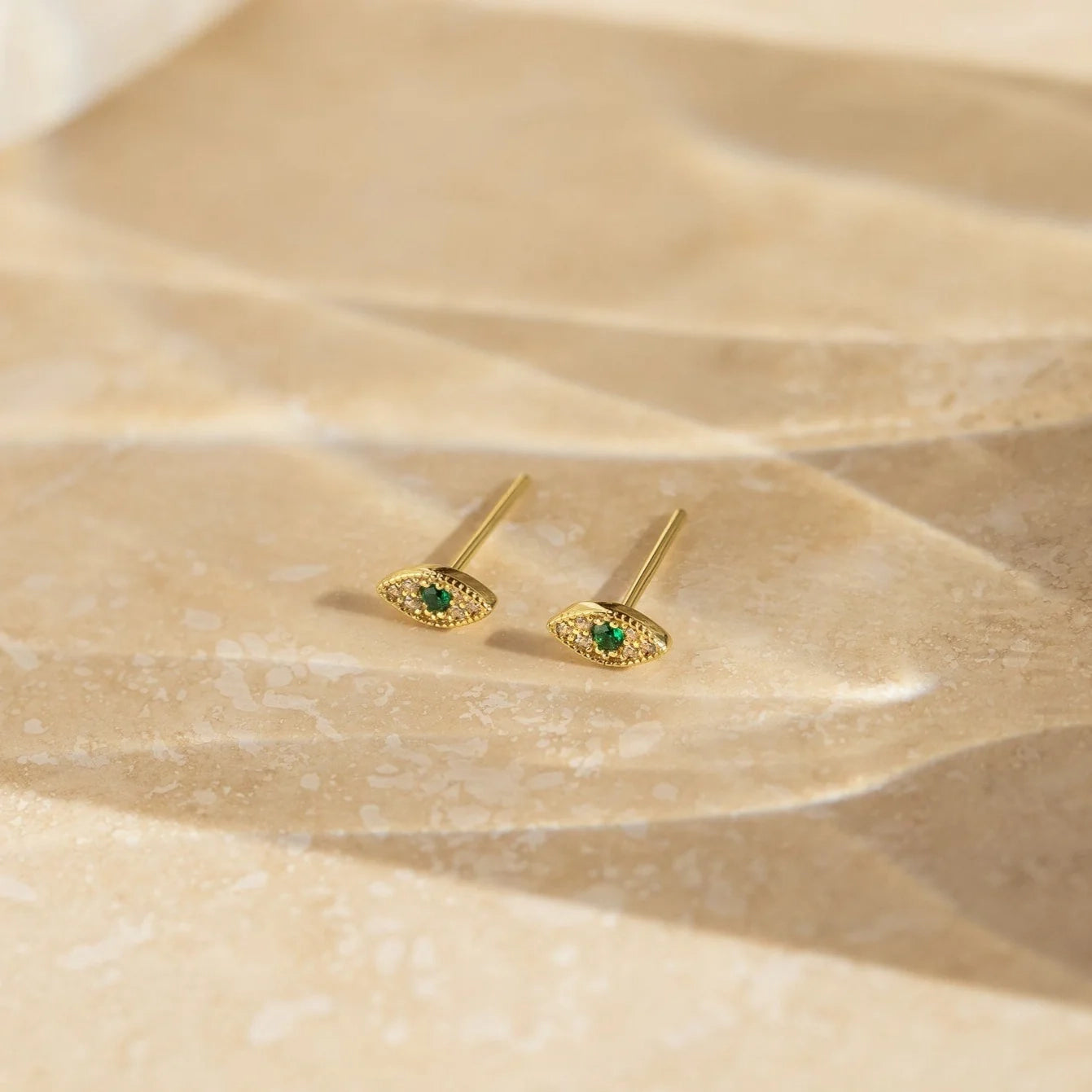 Emerald Evil Eye Charm Silver 18K Gold Plated