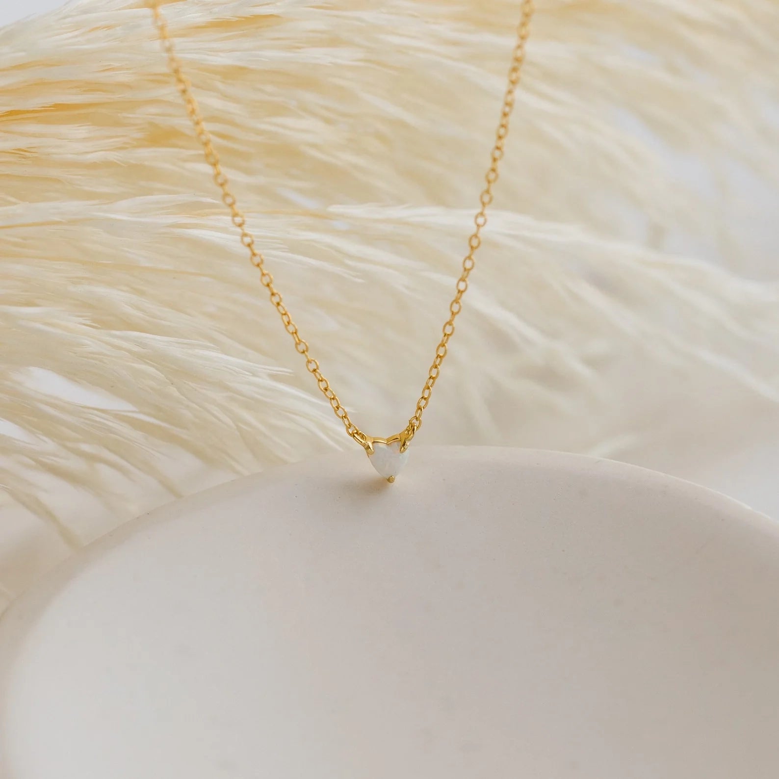 Madeline Opal Heart Necklace Silver 18K Gold Plated