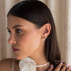 Diamond Bow Huggies Silver 18K Gold Plated
