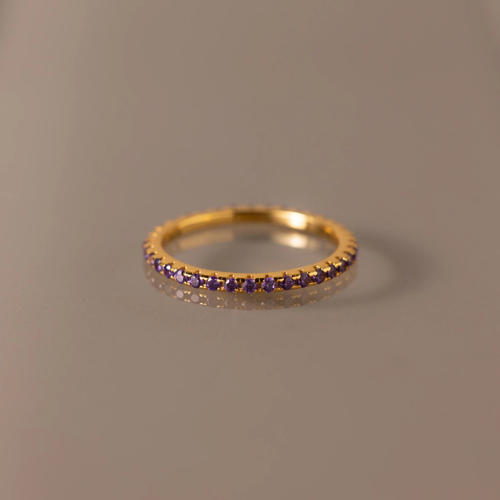 Amethyst Eternity Ring Silver 18K Gold Plated