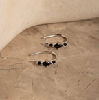 Amaya Black Marquise Threaders Silver 18K Gold Plated