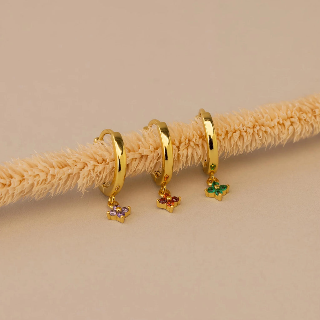 Ivy Birthstone Hoops Silver 18K Gold Plated