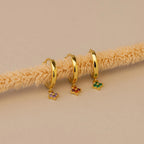 Ivy Birthstone Hoops Silver 18K Gold Plated