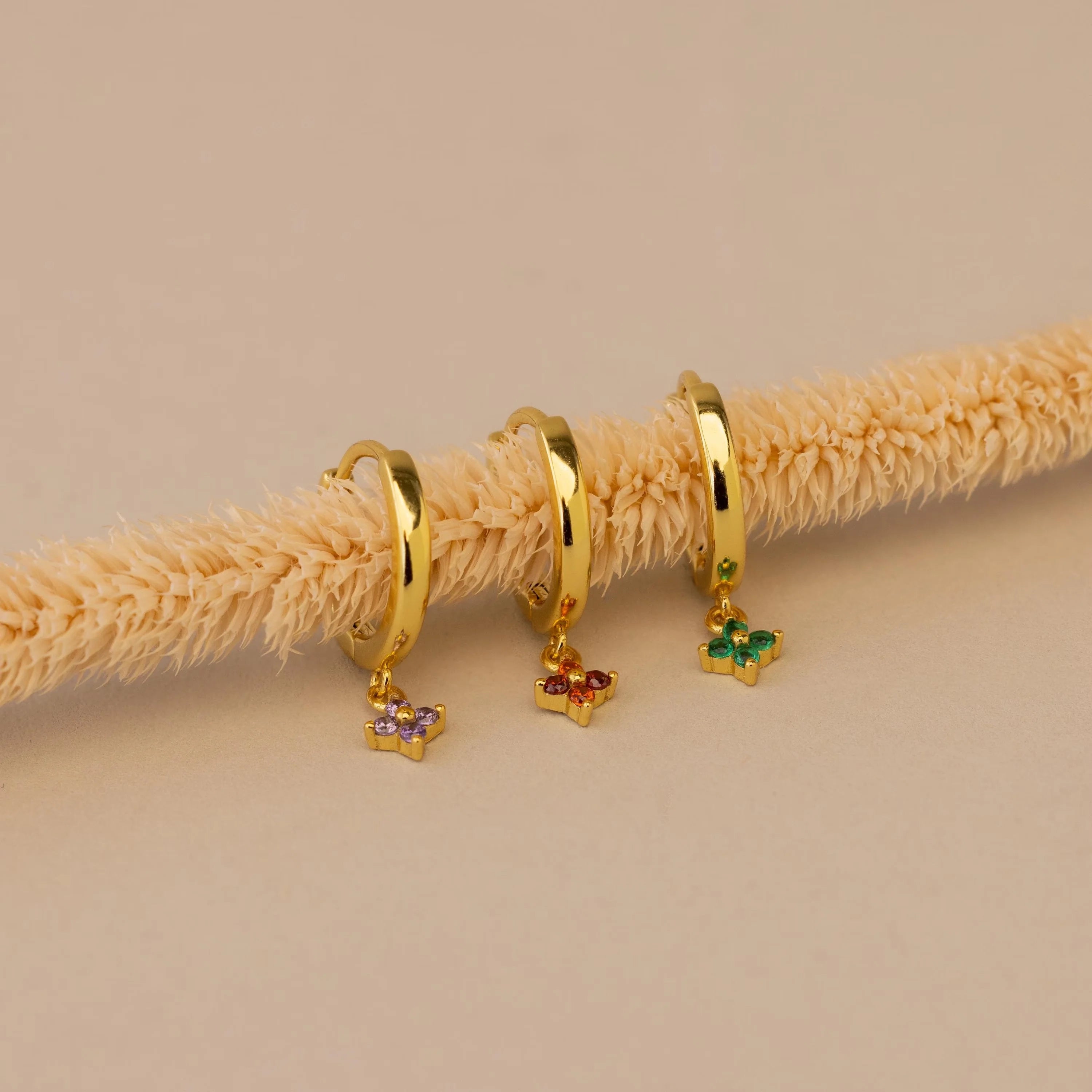 Ivy Birthstone Hoops Silver 18K Gold Plated
