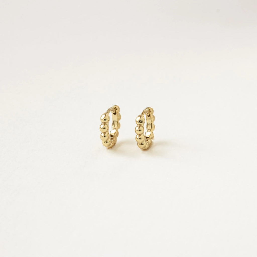 Dainty Sphere Beaded Huggies Silver 18K Gold Plated