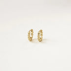 Dainty Sphere Beaded Huggies Silver 18K Gold Plated