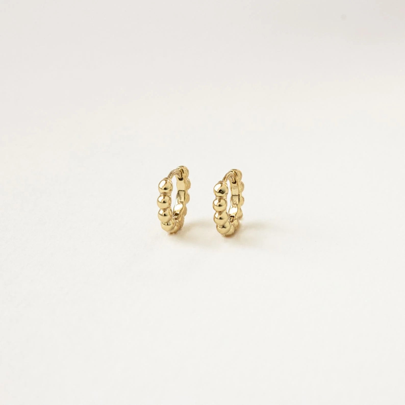 Dainty Sphere Beaded Huggies Silver 18K Gold Plated