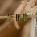 Opal Inlay Huggies Set Silver 18K Gold Plated