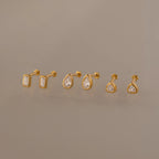 Diamond Bezel Flatback Studs Set Silver 18K Gold Plated