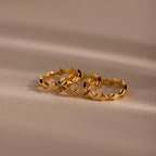Diamond Wave Eternity Ring Set Silver 18K Gold Plated